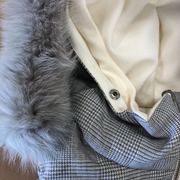 アナイ ANAYI ダウンベスト リバーシブル フォックスファー チェック