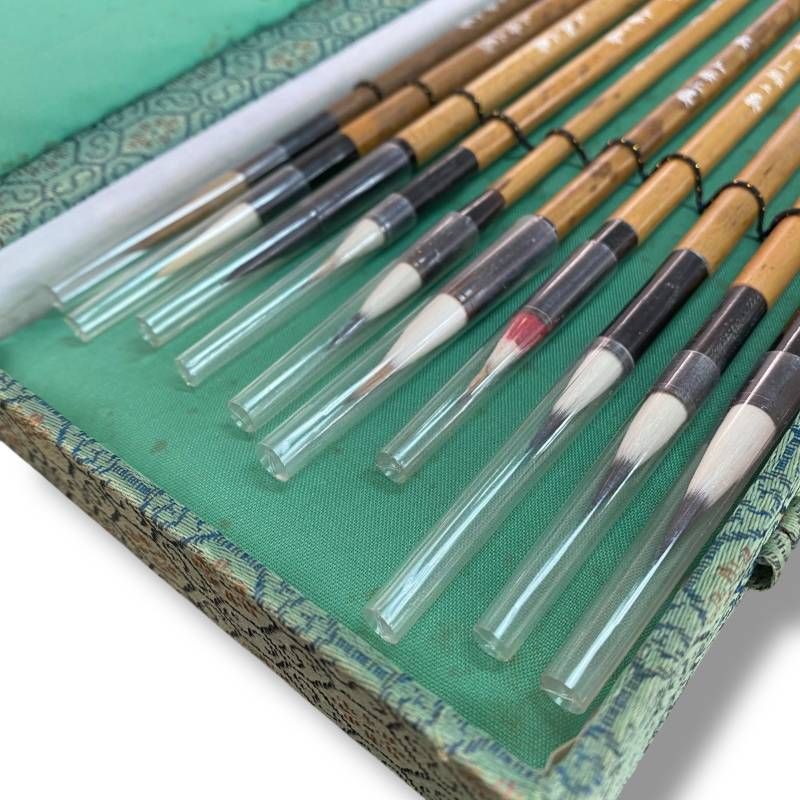 60]251216-8254-1853 IR1200 中国 書道筆 毛筆 古筆 唐筆 計10本 上海