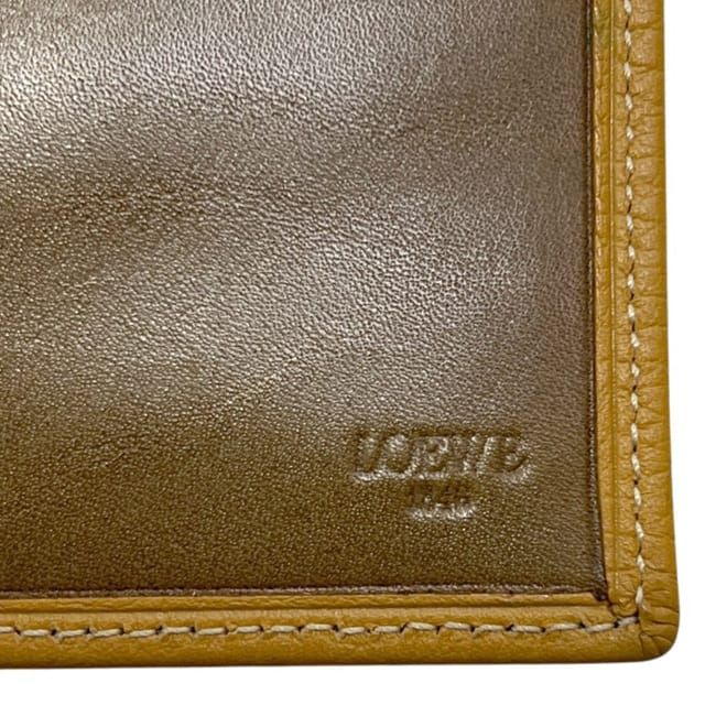 ロエベ Wホック 二つ折り 財布 キャメル ブラウン アナグラム 美品