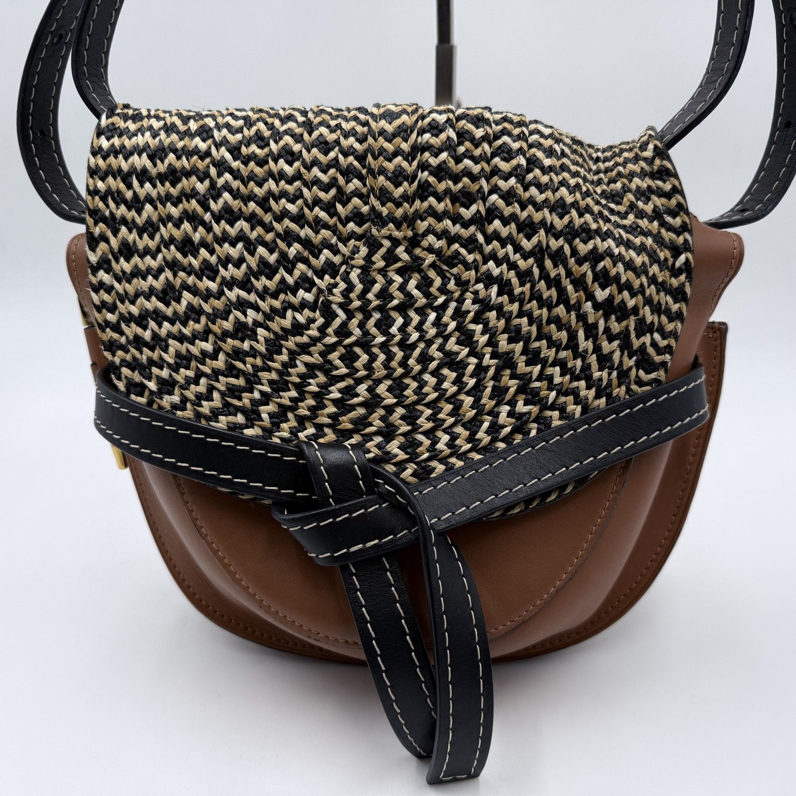 LOEWE（ロエベ） ゲート スモール ショルダーバッグ ラフィア×レザー 