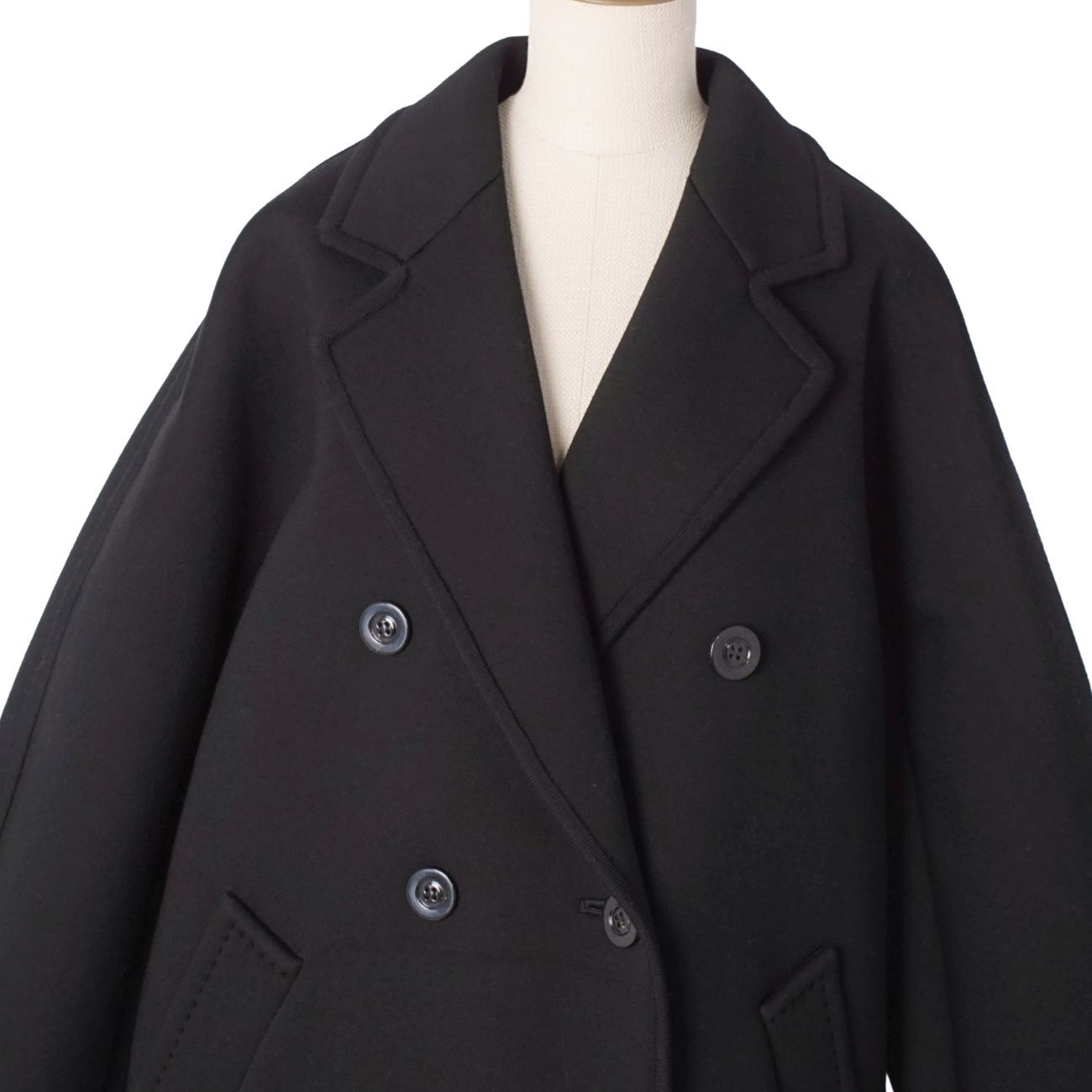 マックスマーラ 白タグ ダブルブレスト ウール コート 黒 極美品 マックスマーラ Max Mara コート 白タグ ダブルブレスト ウール