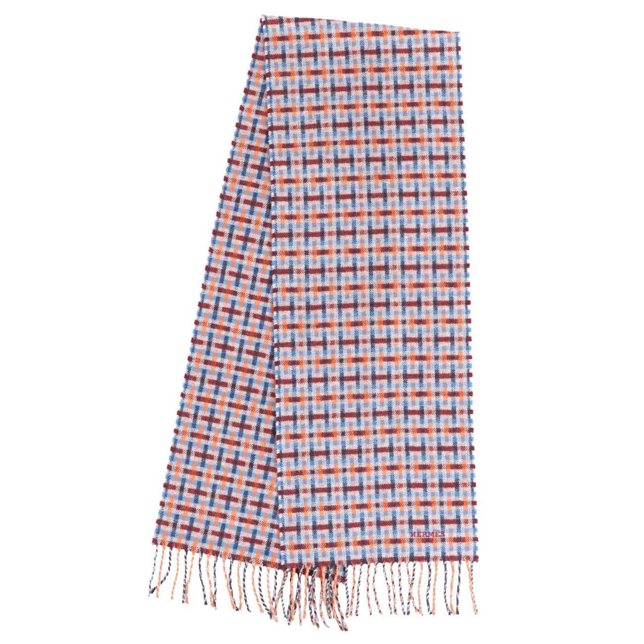 極美品 エルメス HERMES マフラー ストール Hエコセ Hロゴ カシミヤ