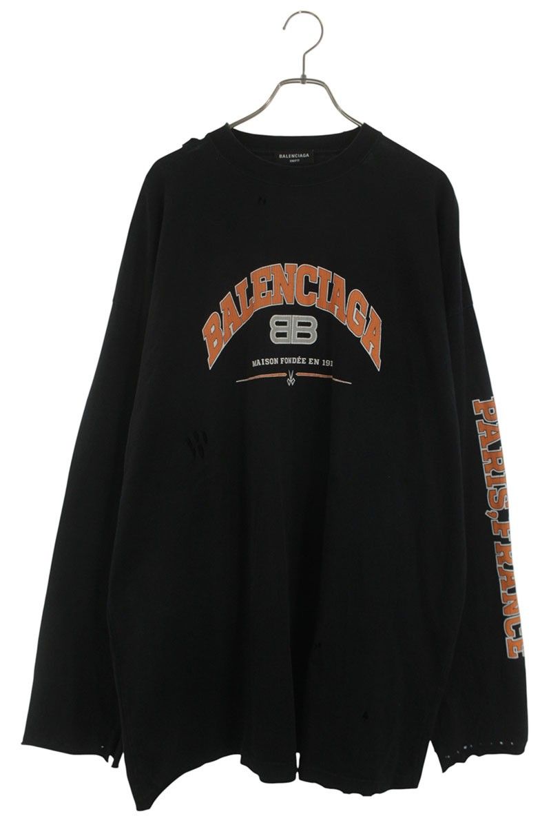 バレンシアガ  22SS  681046 TLVJ1 クラッシュ加工オーバーサイズ長袖カットソー メンズ 4