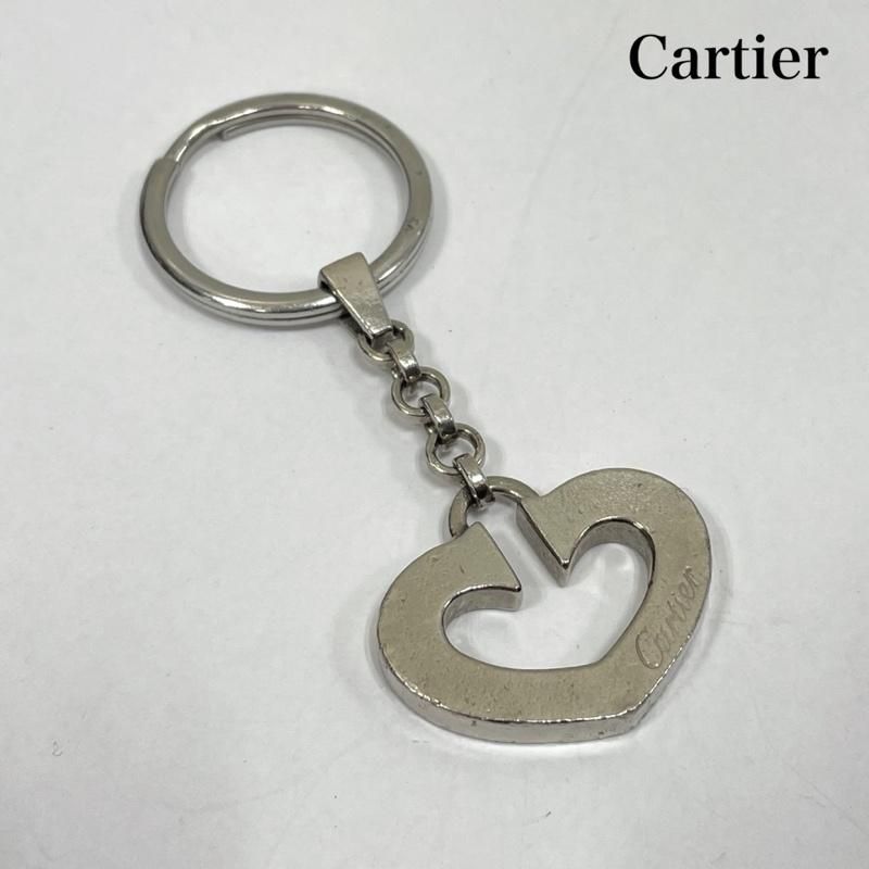 カルティエ Cハート キーリング キーホルダー ロゴ シルバー