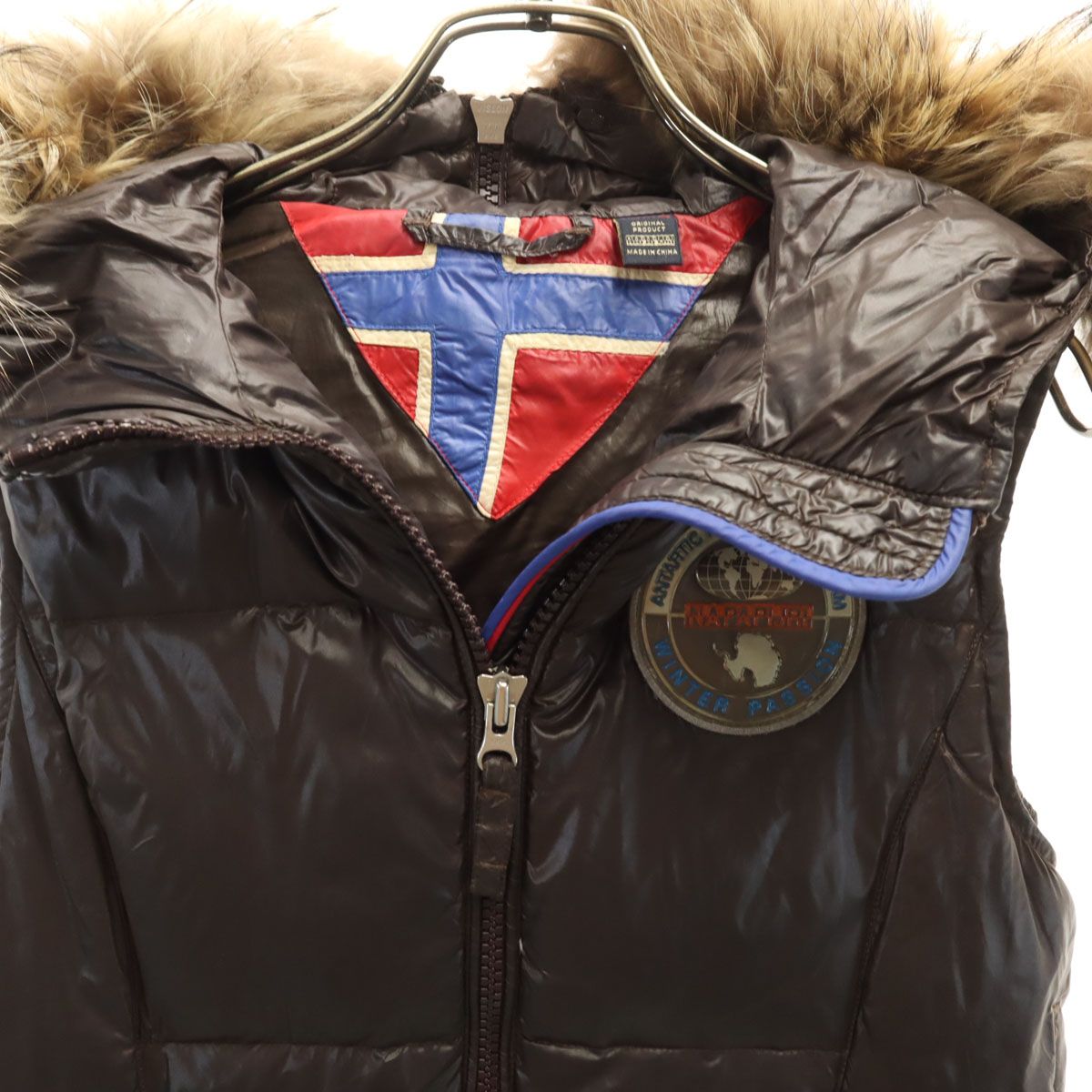 NAPAPIJRI 美品 ダウンベスト ナパピリ ワッペン ブラウンY2K 平成