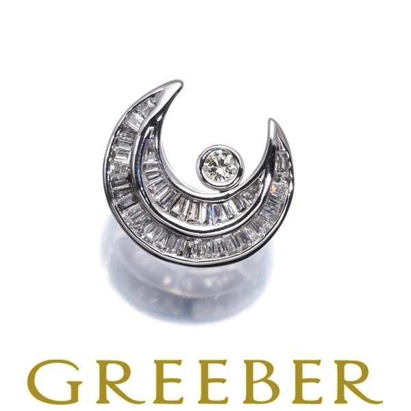 ダイヤ ダイヤモンド ムーン 2種カット ペンダントトップ K18WG