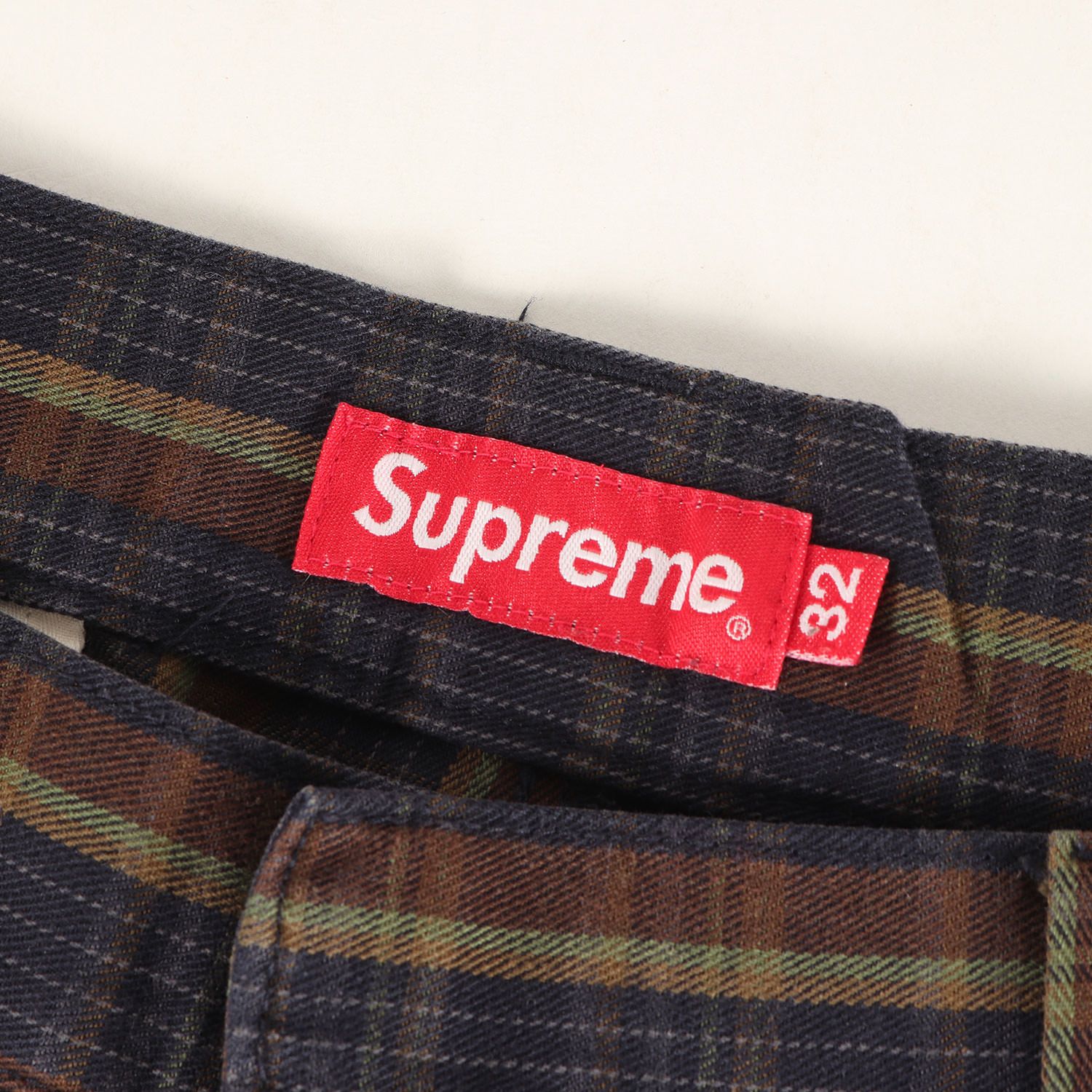Supreme シュプリーム パンツ ネイビー ブラウン(Navy Plaid) サイズ