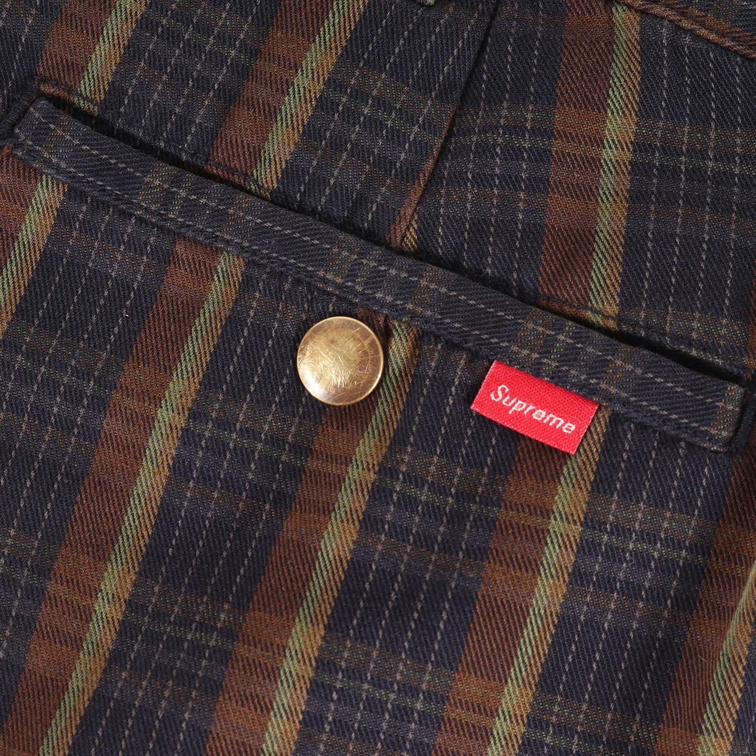 Supreme シュプリーム パンツ ネイビー ブラウン(Navy Plaid) サイズ