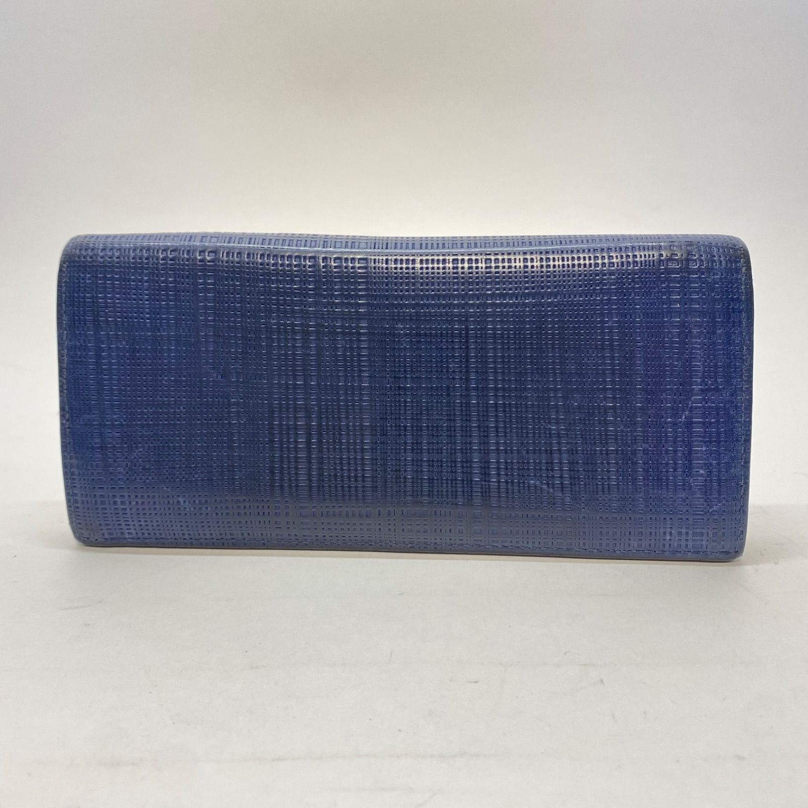 3494 LOEWE ロエベ 長財布 アナグラム 型押し レザー ネイビー 紺 本革