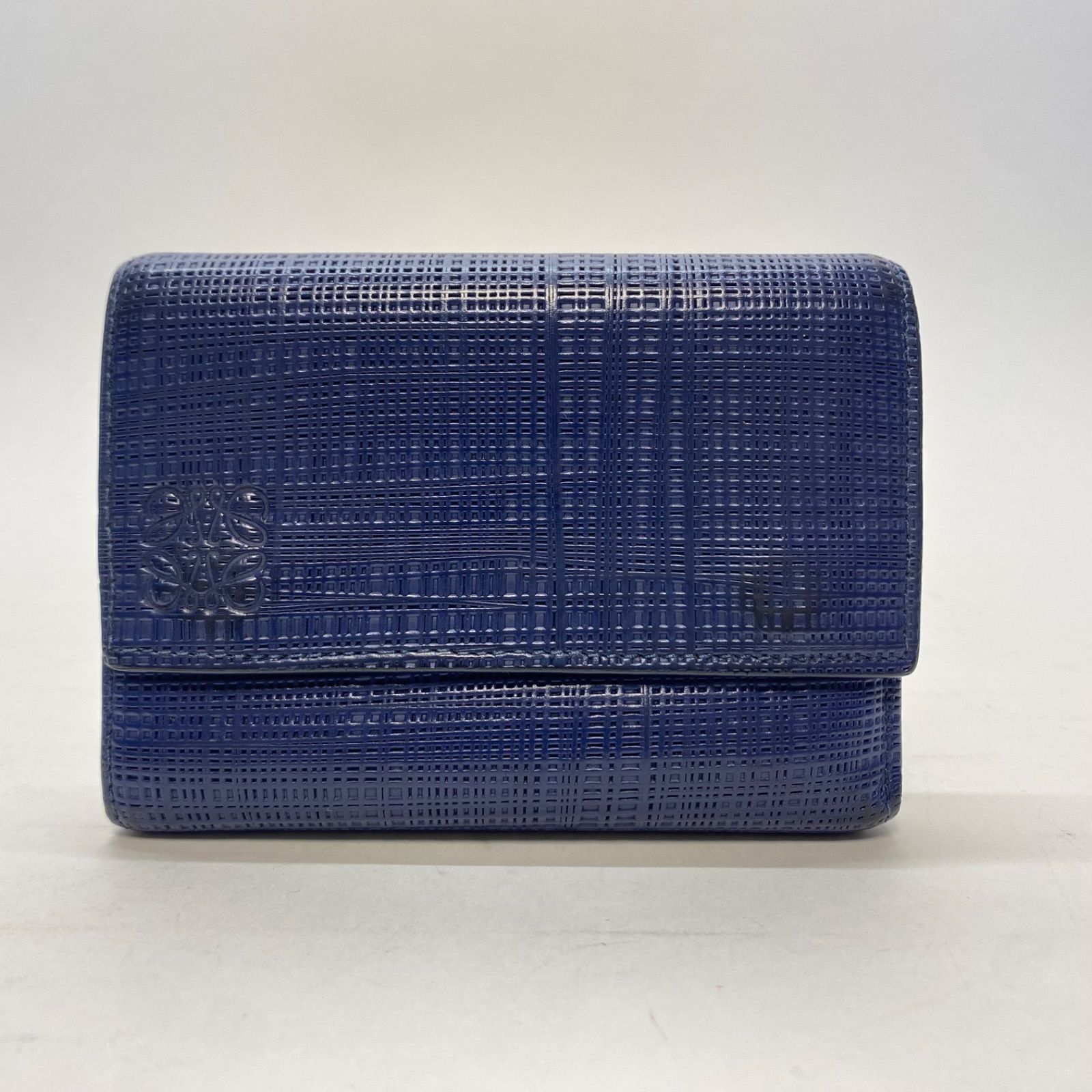 激レア✨ロエベ 二つ折り財布 メイズ アナグラム レザー バイカラー 紺