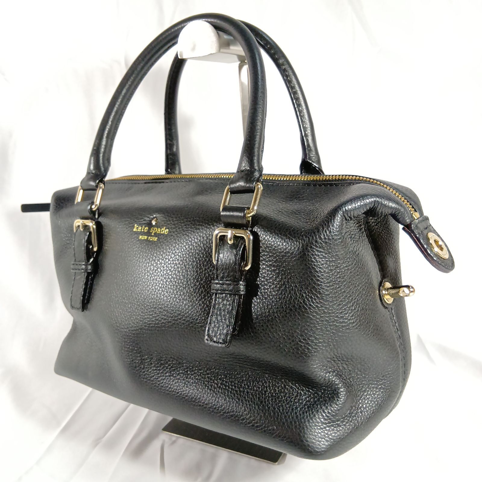 良品】ケイトスペード 2way ボストンバッグ 黒 レザー ショルダー未 