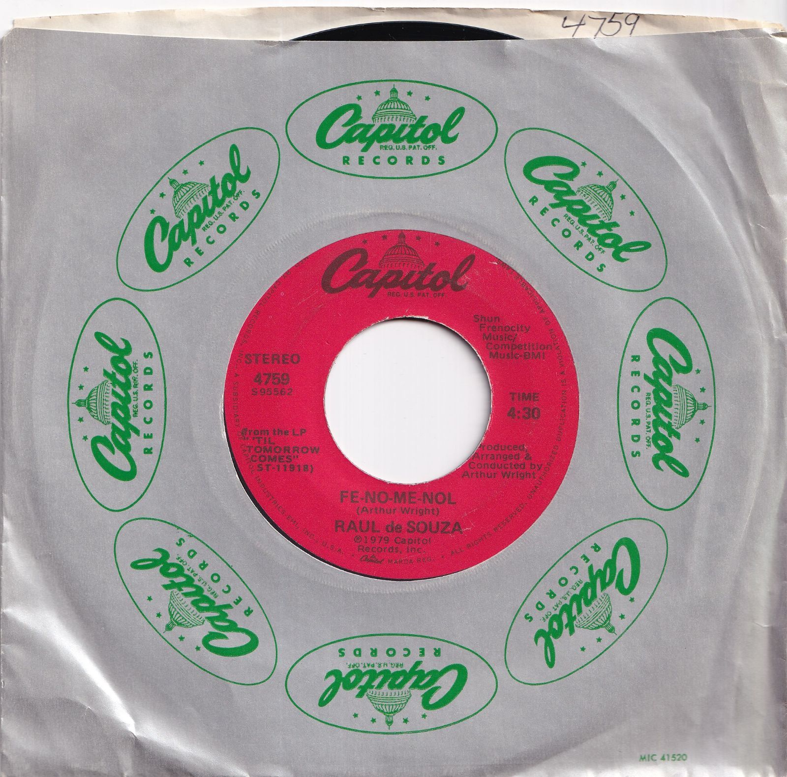 Raul De Souza Fe-No-Me-Nol / 'Til Tomorrow Comes Capitol US 4759
