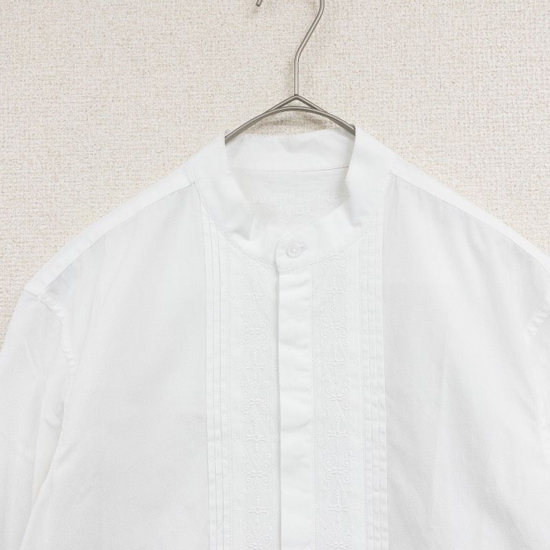 BOURRIENNE Paris Xスタンドカラーシャツ ホワイト XS 刺繍 BOURRIENNE PARIS X ブリエンヌパリディス シャツ ピンタック 刺繍