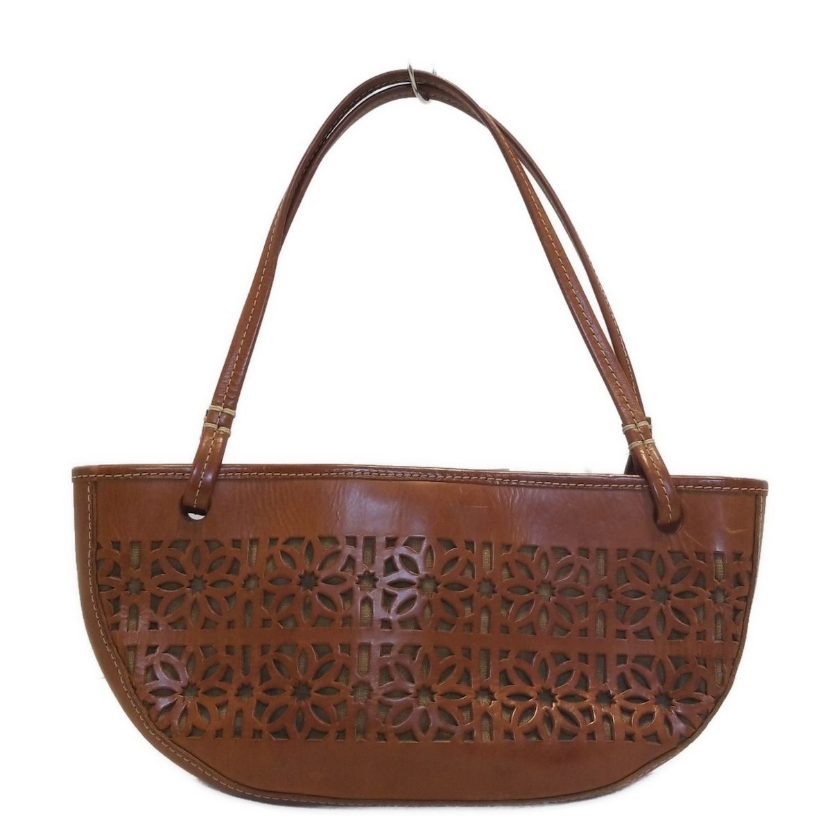 genten(ゲンテン) トートバッグ - ブラウン フラワー(花) レザー