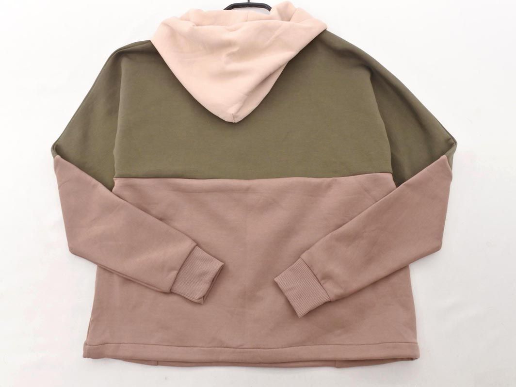 新品 MOZ モズ 切替 プルオーバー パーカー sizeS/茶xベージュx