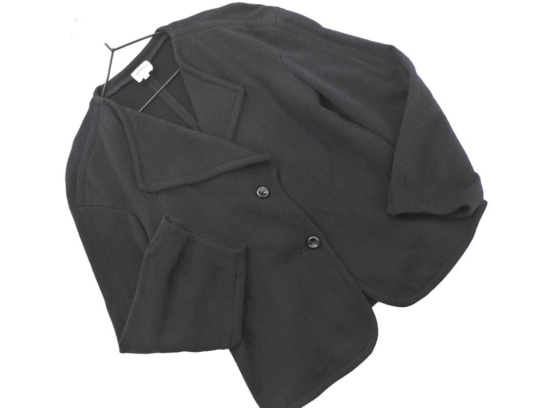 ARMANI COLLEZIONI ノーカラージャケット ブラック ARMANI COLLEZIONI アルマーニコレツィオーニ ウール混 ノーカラー
