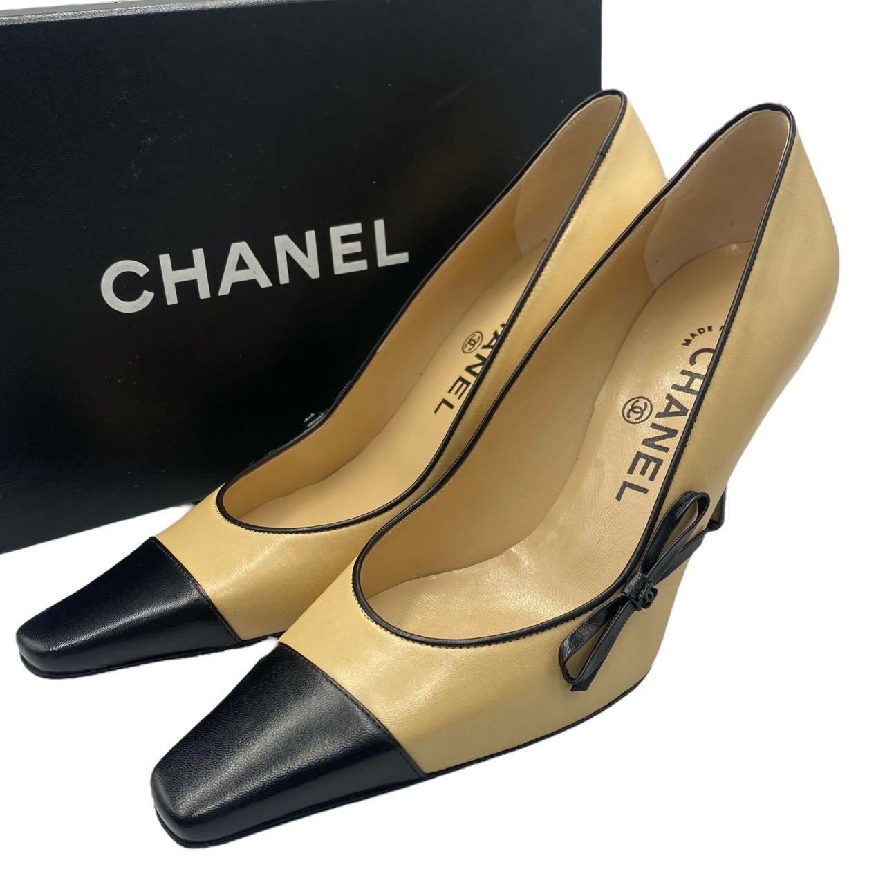 未使用品 CHANEL シャネル パンプス ハイヒール レザー サイズ36