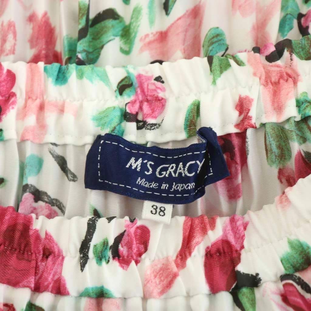 エムズグレイシー M'S GRACY フラワープリントプリーツスカート フレア