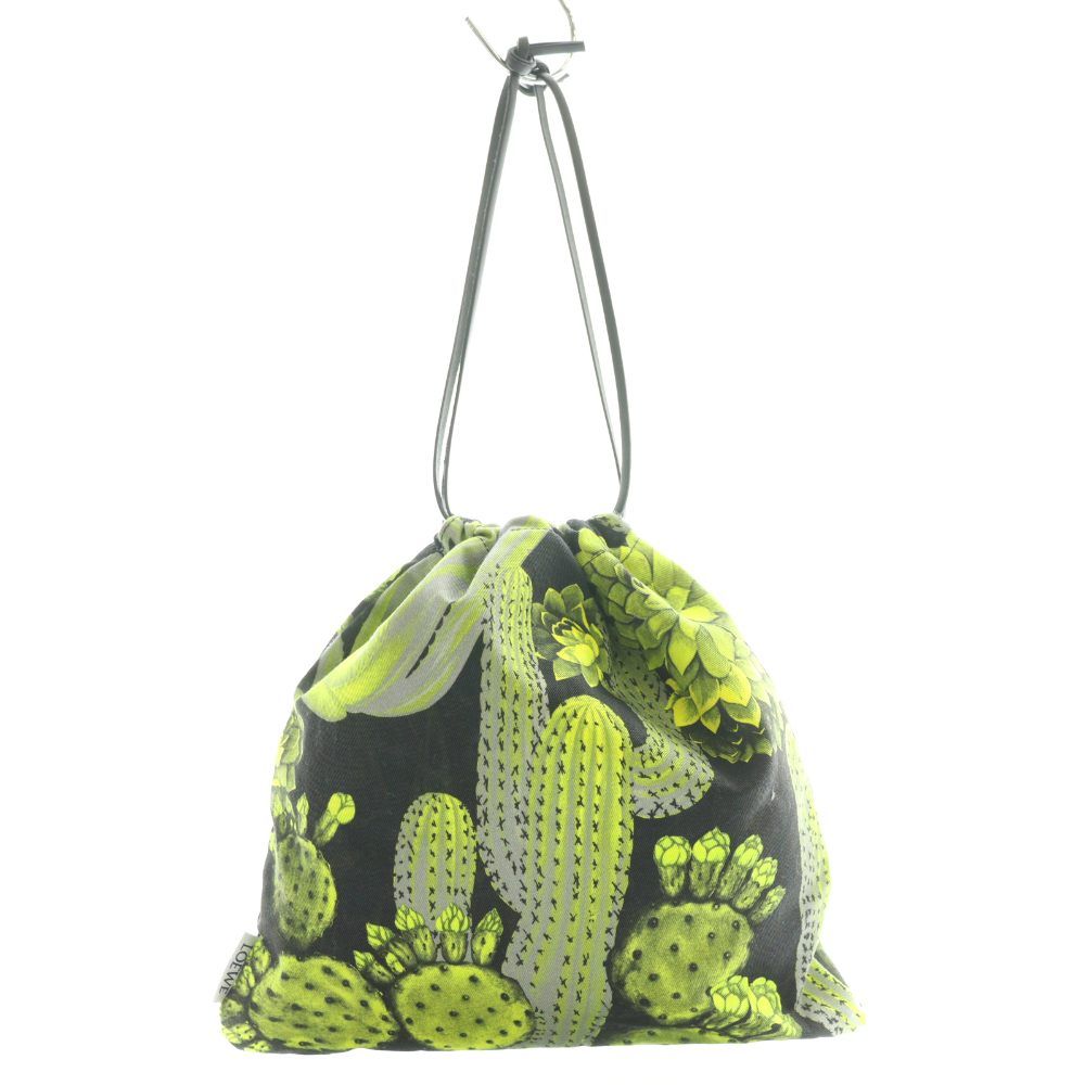 ロエベ LOEWE ドローストリング巾着ポーチ サボテン柄 緑 グリーン 黒 