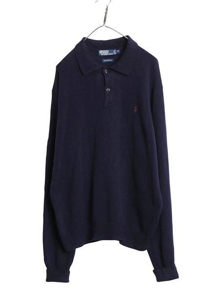 90s ポロ ラルフローレン ニット ポロシャツ メンズ XL / オールド