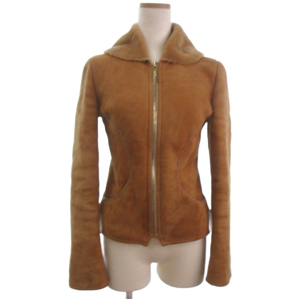 フェンディ FENDI ムートンジャケット ジップアップ ブルゾン キャメル