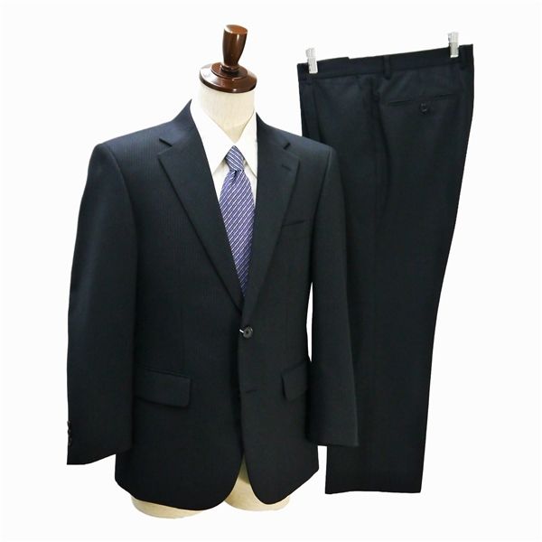 美品 Christian Orani 2つボタン シングルスーツ AB4 M ダークグレー ストライプ ワンタック WASHABLE 春秋冬 CQW029 6NA114 【送料無料】【メンズビジネス】202601