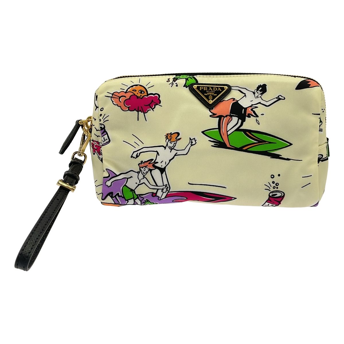 PRADA プラダ ロゴプレート グラフィックプリントナイロンポーチ 