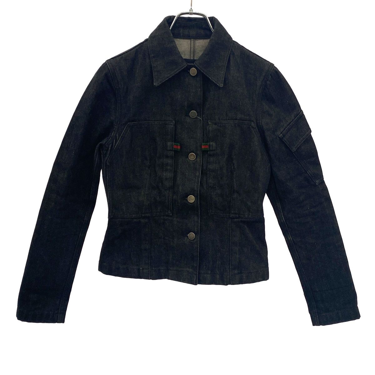 グッチ シェリーラインロゴ デニムジャケット Gジャン GUCCI GUCCI グッチ シェリーラインデニムジャケット ブラック 38 - メルカリ