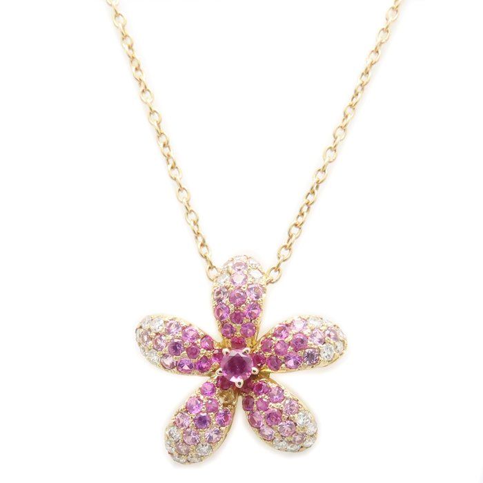 Ponte Vecchio ポンテヴェキオ フラワー ネックレス ピンクサファイヤ