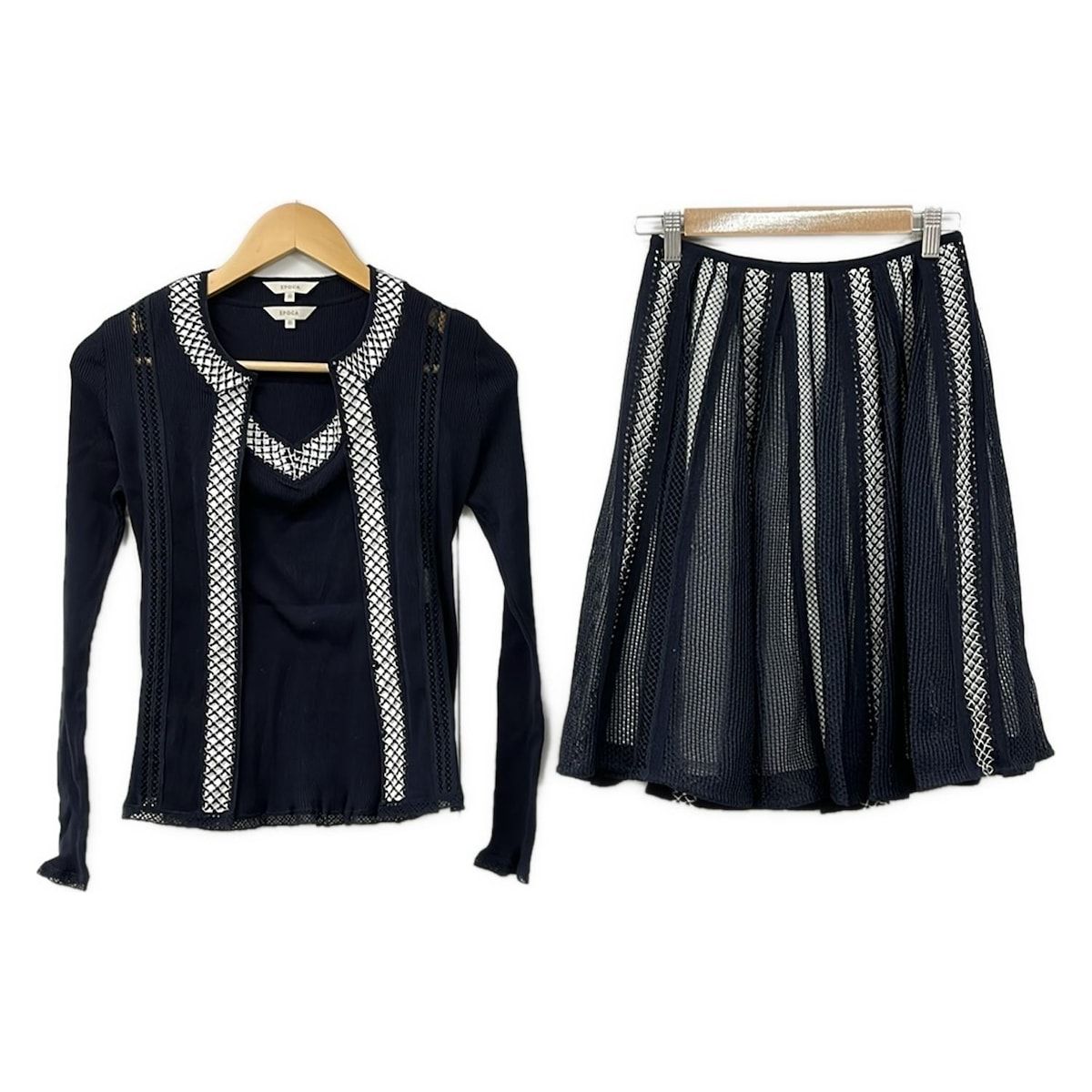 EPOCA(エポカ) スカートセットアップ レディース美品 - ネイビー×白