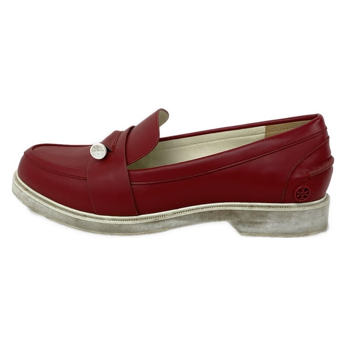 TORY BURCH(トリーバーチ) ローファー 6 レディース - レッド×白