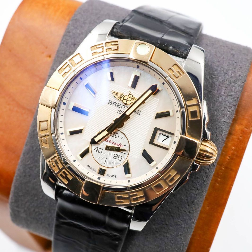 替えベルトあり AB ブライトリング ギャラクティック36 C37330 マザーオブパール SS PG K18 自動巻 白 ホワイトシェル文字盤 クロノマット ナビタイマー スーパーオーシャン