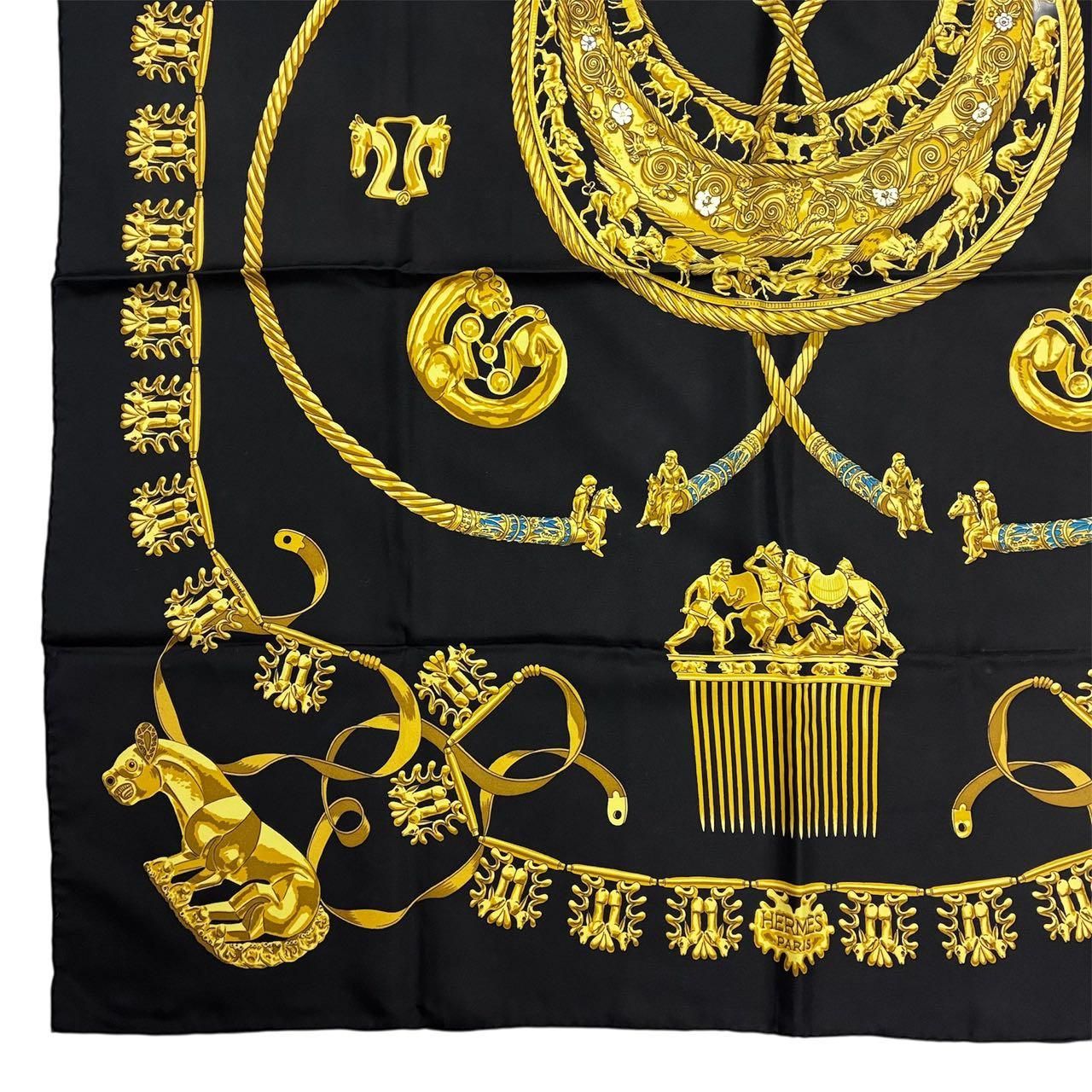 極美品 HERMES エルメス カレ90 LES CAVALIERS D'OR 黄金の騎士