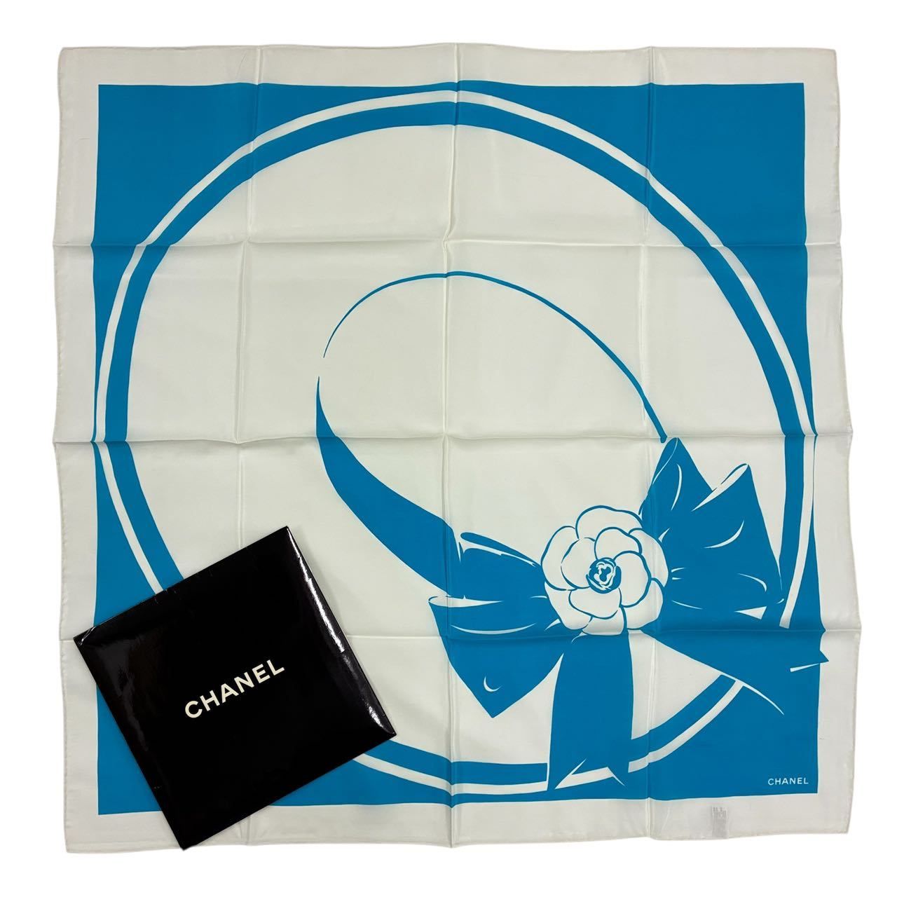 新品同様 CHANEL シャネル 大判 スカーフ ココマーク シルク100