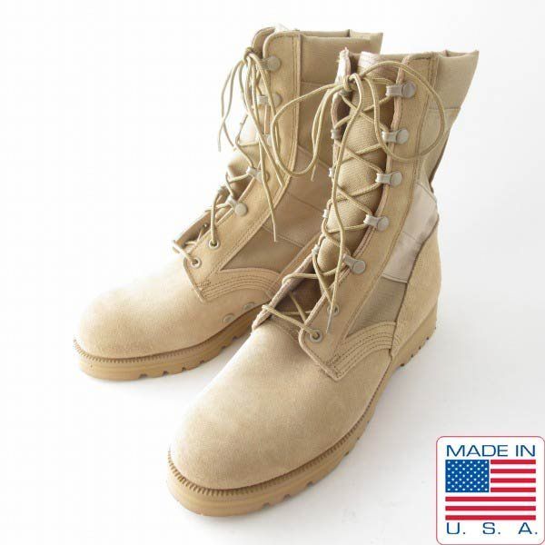 新品 USA製 実物 米軍 デザート コンバットブーツ TAN 9.5W 幅広27.5cm