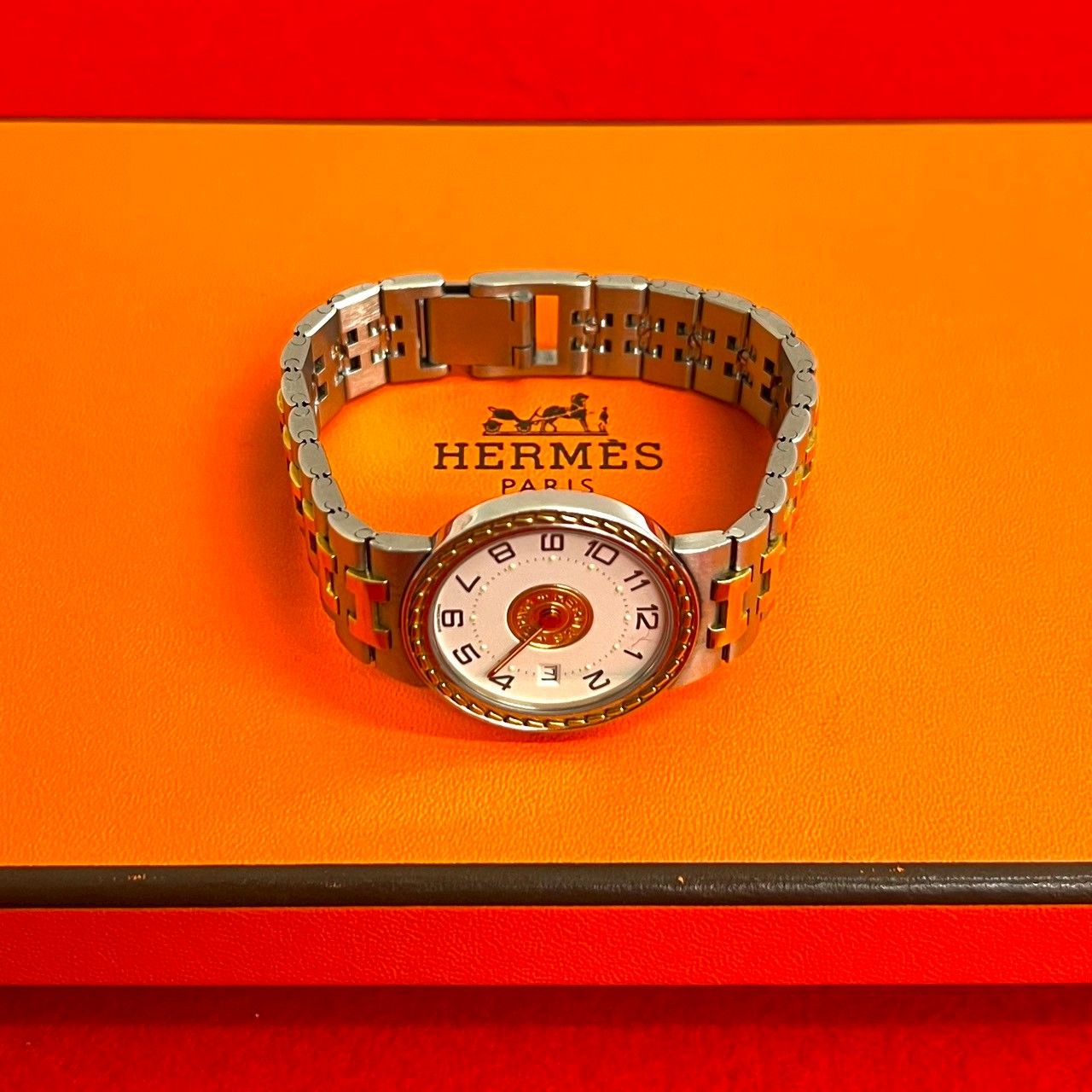 稼働品 極 美品 HERMES エルメス セリエ ステンレススチール GP 腕時計 
