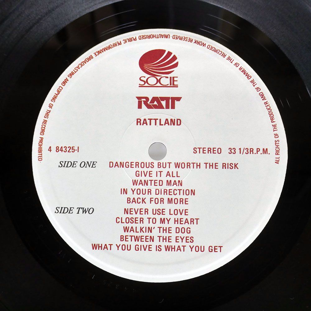 ブート US盤 RATT/RATTLAND/SOCIE RECORDING CORPORATION 84325I LP