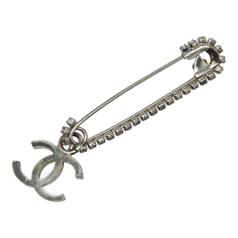 シャネル ココマーク ラインストーン ピンブローチ 安全ピン シルバー