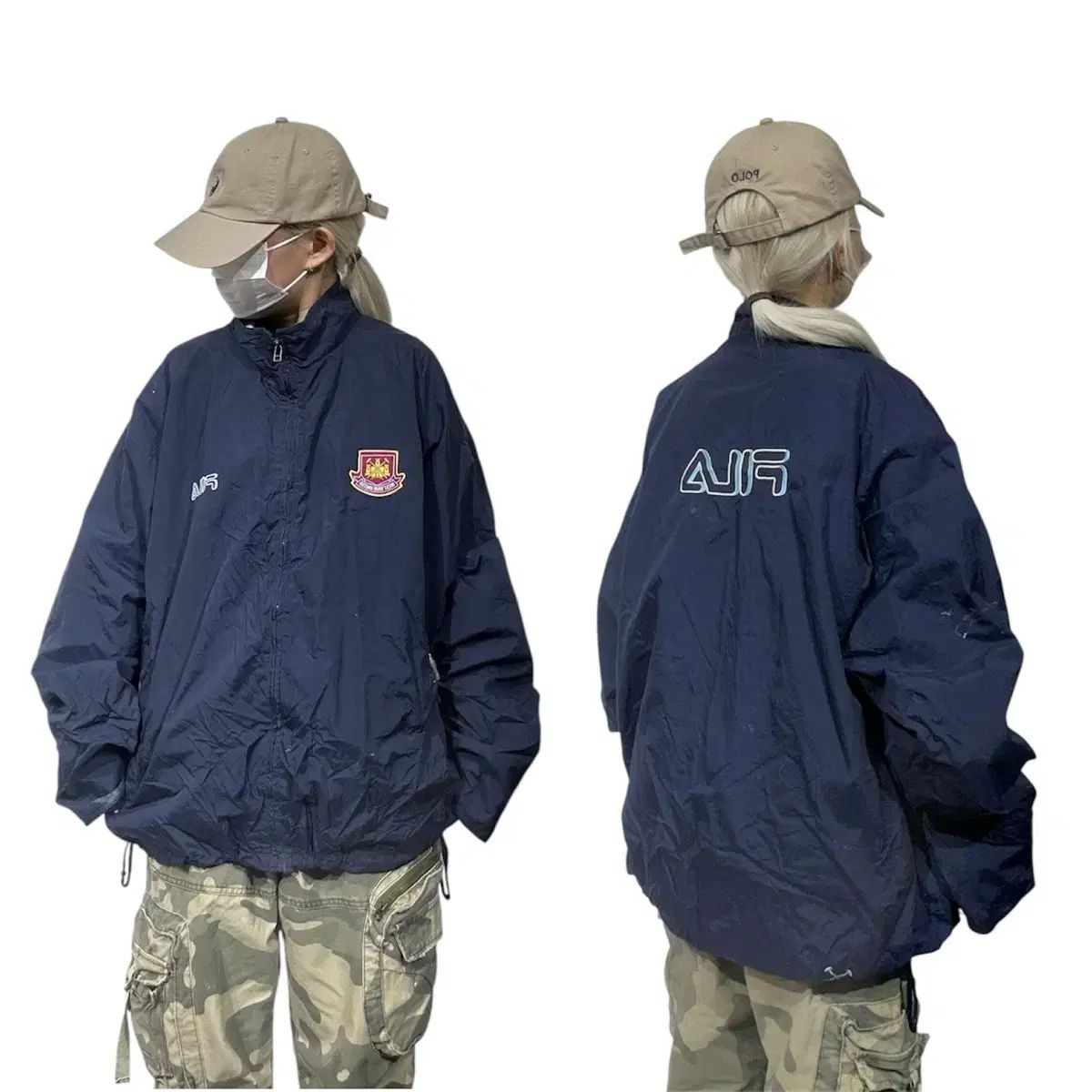 FILA フィラ ネイビー オーバーサイズ オールドスクール BIG ロゴ