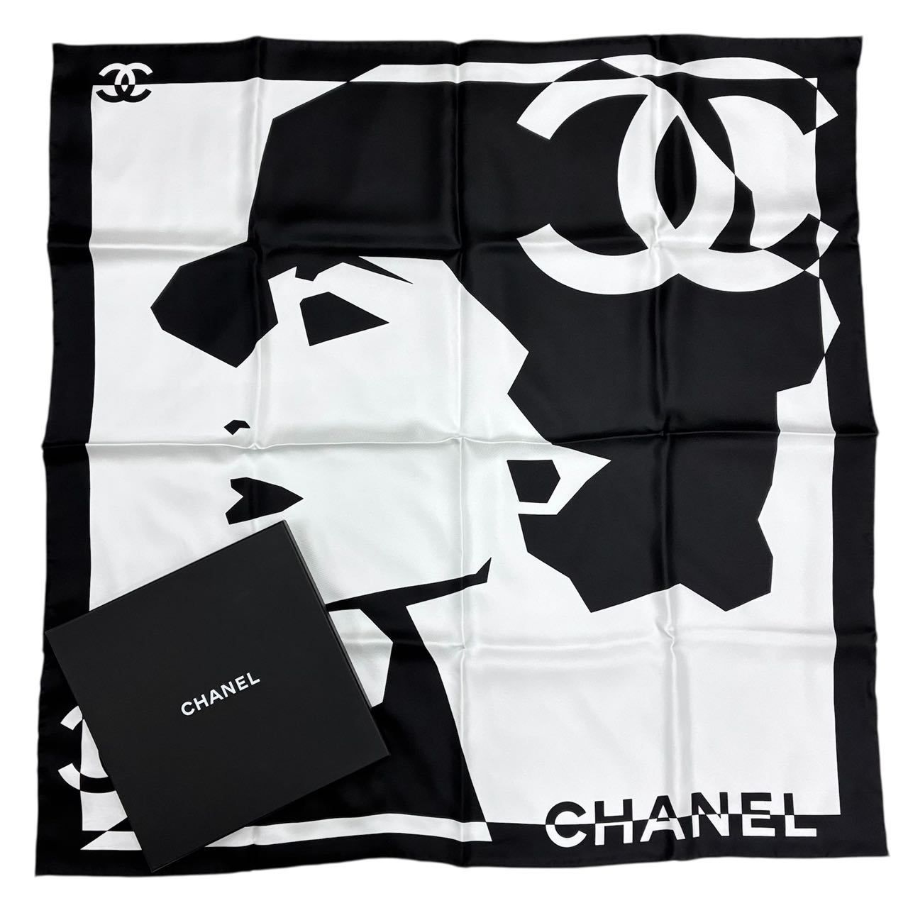 新品同様 CHANEL シャネル シルク％ 2022年 大判 スカーフ ココマーク