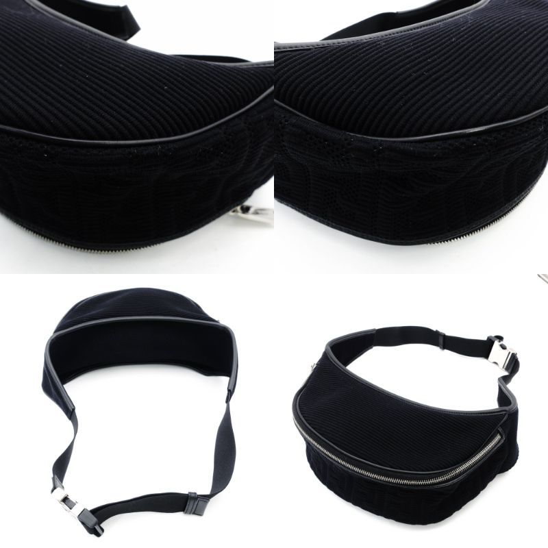 専用■フェンディ ズッカ柄 ボディバッグ FF キャンバス レザー ブラック フェンディ FENDI ズッカ エンボス ボディバッグ ブラック ウエスト