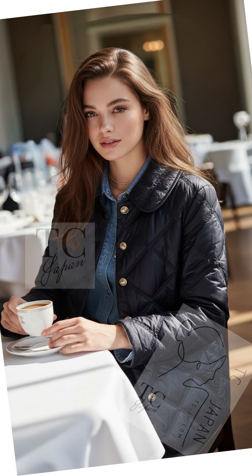 シャネル ブルゾン コート ジャケット CHANEL ブラック 中綿