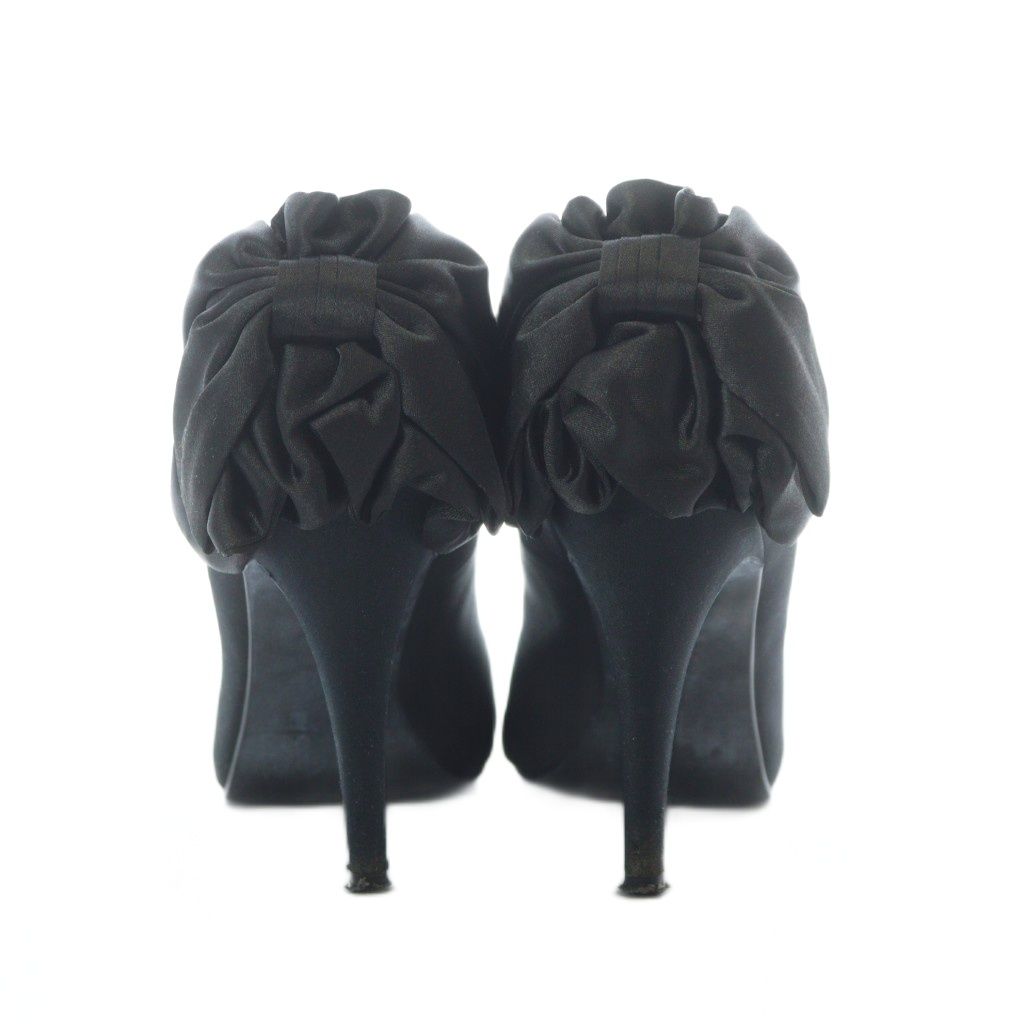 ダイアナ DIANA パンプス 23.5cm 黒 ブラック リボン オープントゥ