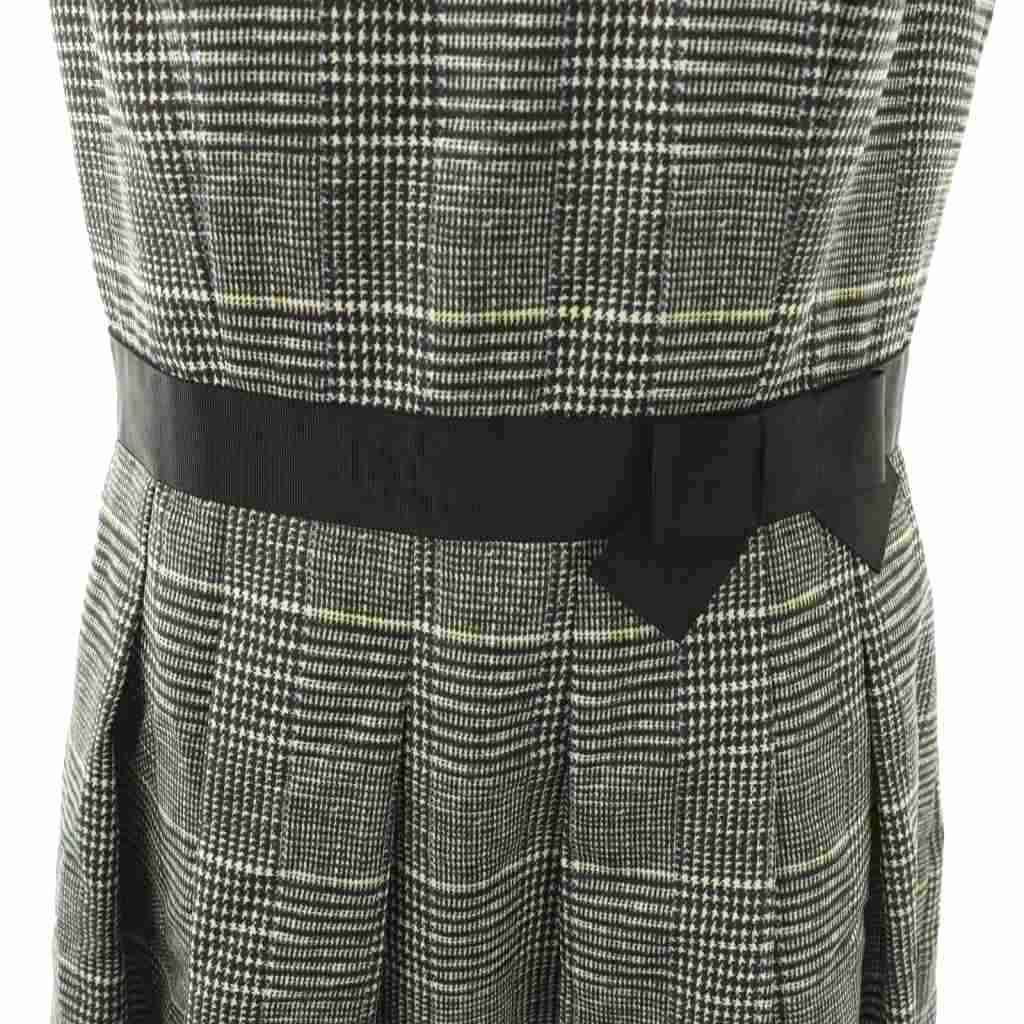 エムズグレイシー M'S GRACY チェックリボン ワンピース半袖 膝丈 38