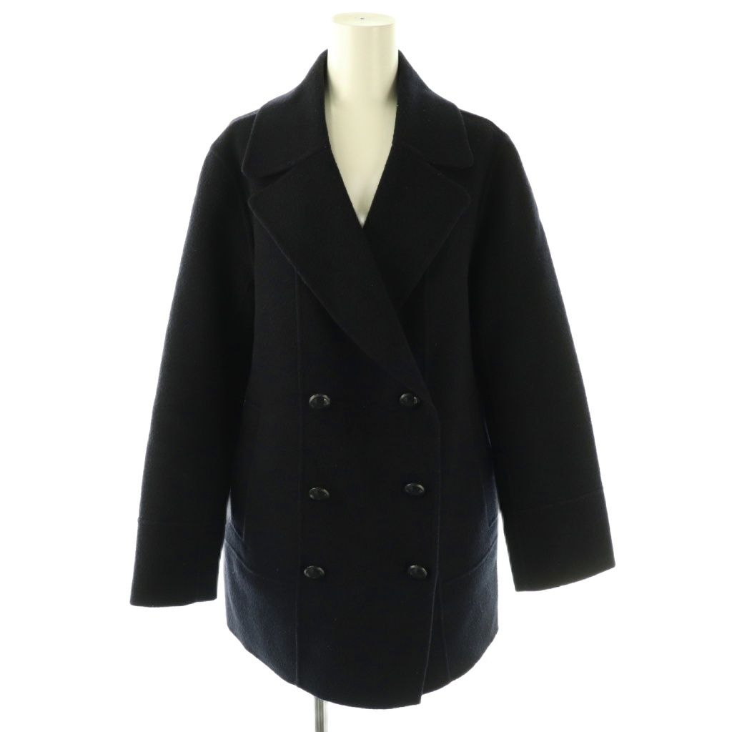 アナイ ANAYI リバーピーコート アウター Pコート ウール 36 紺 /NR