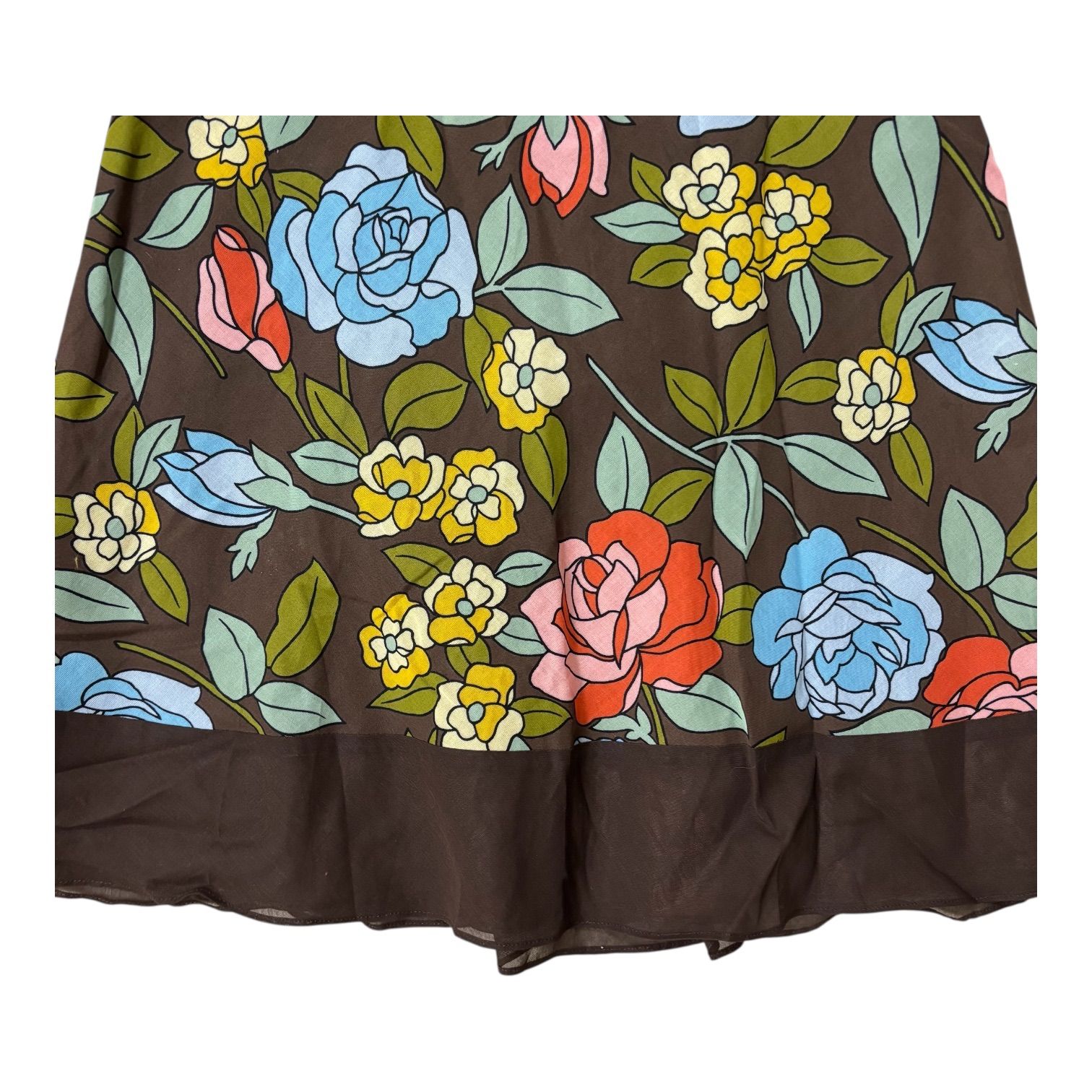 MS GRACY エムズグレイシー フレアスカート 花柄 シルク100% ブラウン