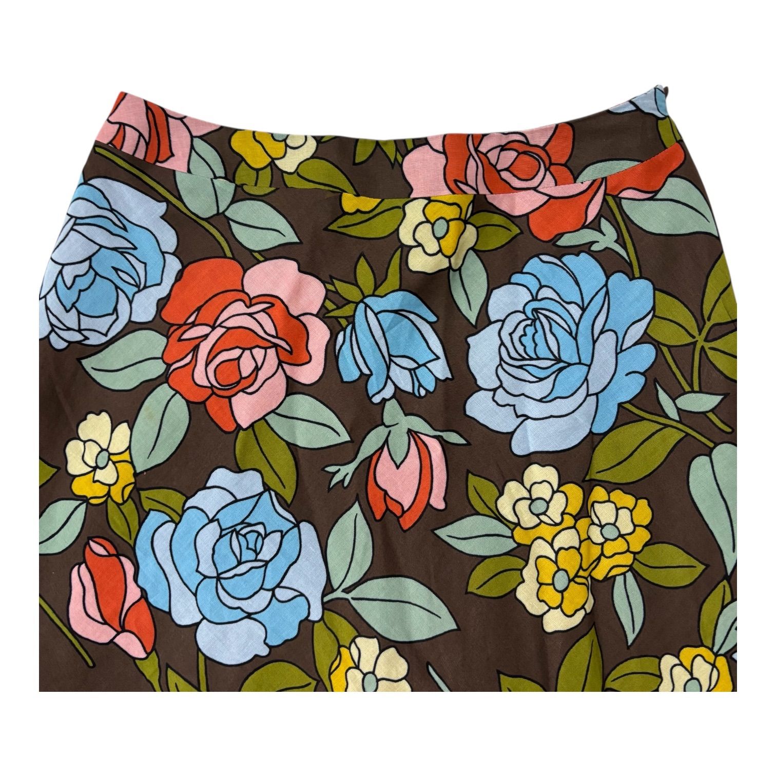 MS GRACY エムズグレイシー フレアスカート 花柄 シルク100% ブラウン
