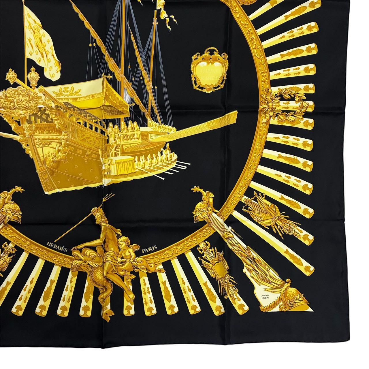 新品同様 HERMES エルメス スカーフ カレ90 la MARINE RAMES ラムズ