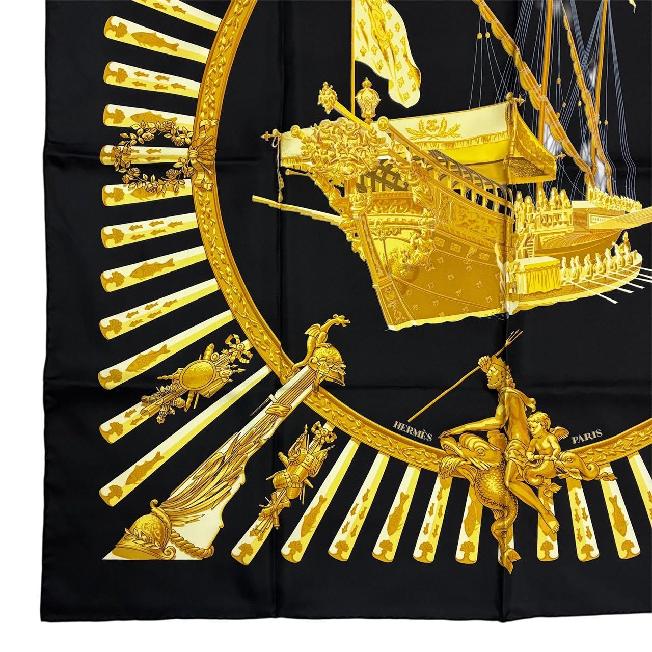 HERMES カレ スカーフ ガレー船のデザイン 新品同様 HERMES エルメス スカーフ カレ90 la MARINE RAMES ラムズ