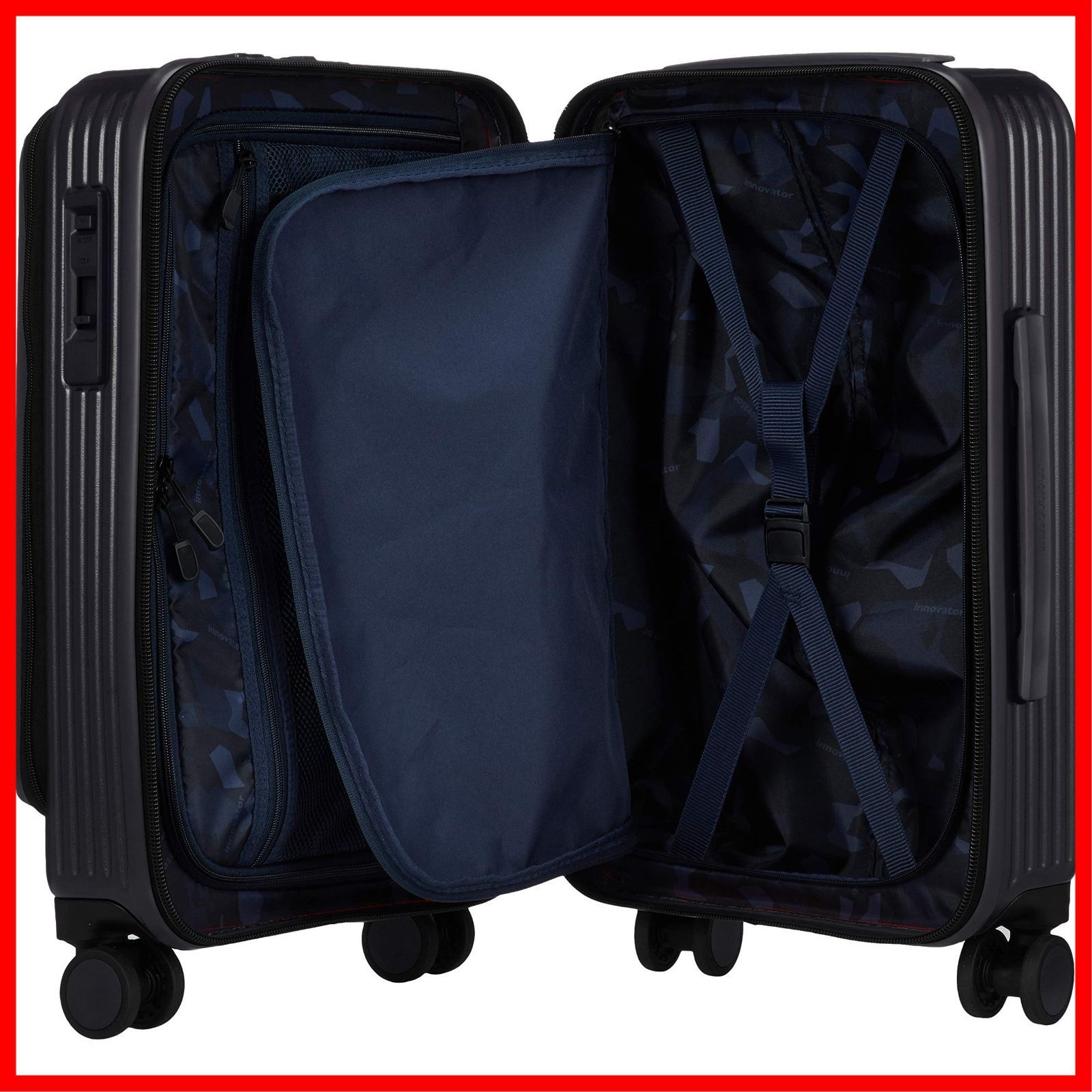 cm 55 INV 50 多機能モデル ジェットブラック スリムフロントオープン 機内持込サイズ スーツケース イノベーター